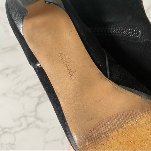 Clarks | Black Suede Heel Booties - Picture 12 of 12